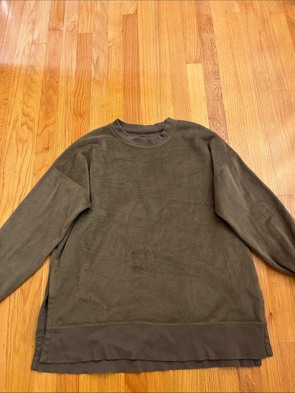 aerie Olive Plush Crewneck Pullover Tunic